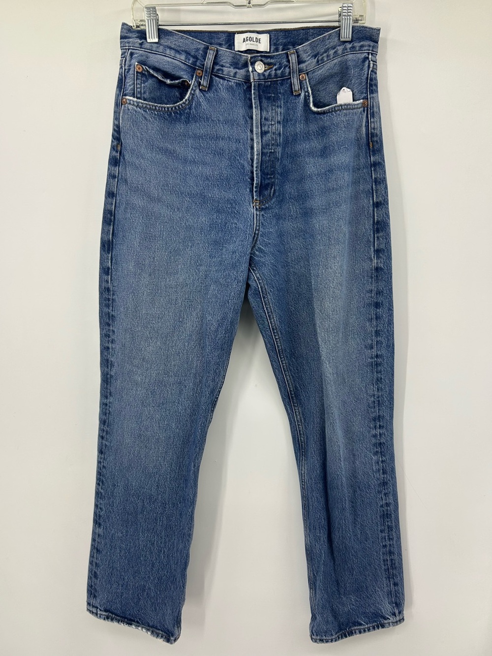 Agolde Women's Straight Leg Jeans in Medium Blue - Picture 2 of 10